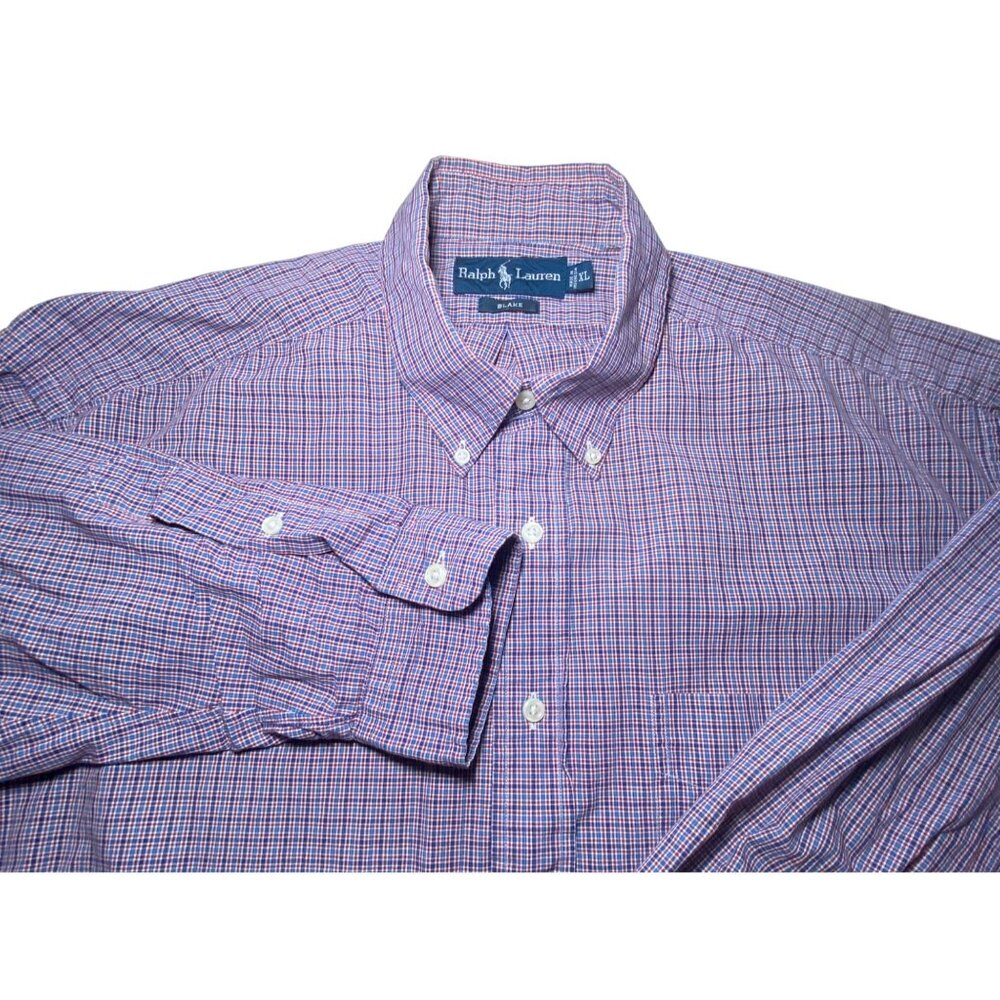 Ralph Lauren‎ Blake Mens XL Button-Down Shirt Purple Multi Check Classic Fit